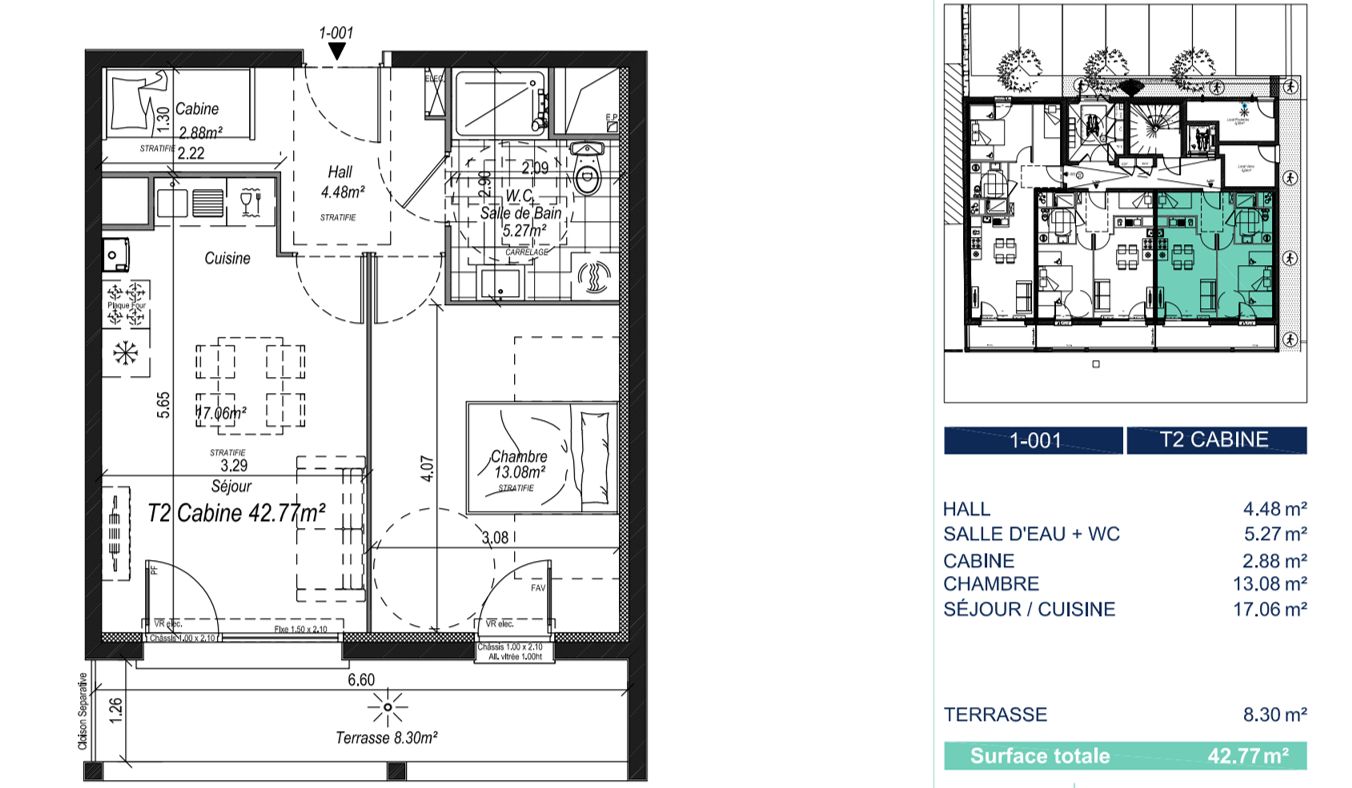 STELLA Appartement Stella 2 pièce(s) 42.77 m2 avec terrasse de 8m² et parking inclus 4