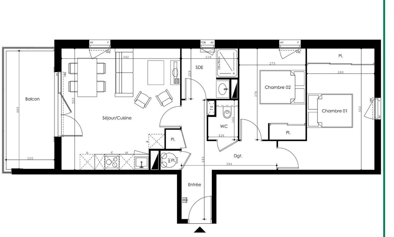GUJAN-MESTRAS Appartement T3 avec Balcon/Terrasse et 2 parking 3