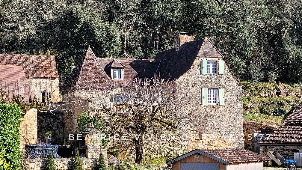 SARLAT-LA-CANEDA Vallée Dordogne: Sur une hauteur avec jolie vue! Maison de caractère avec grange et 2  terrasses. Grande cave. Terrain boisé 3000 m2 4