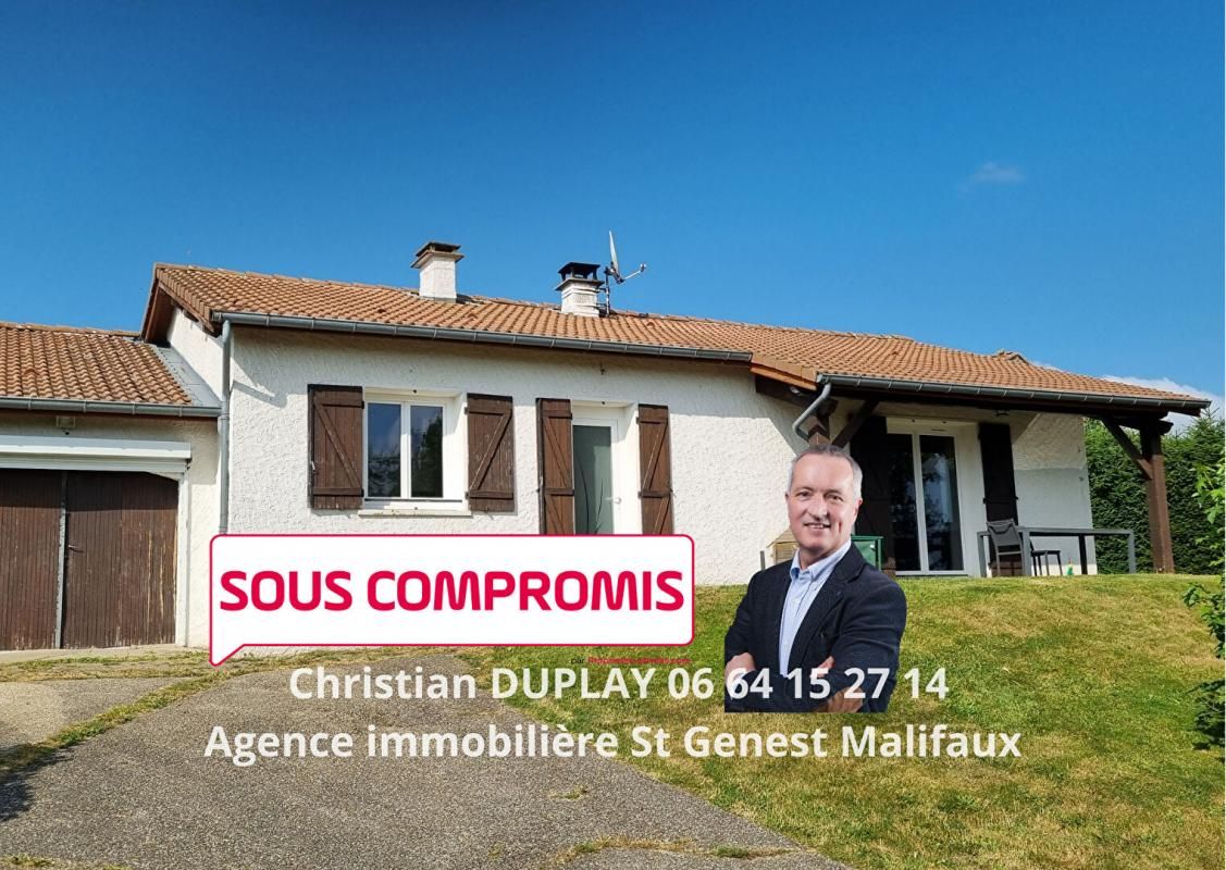 Riotord 43220 Maison PLAIN-PIED rénovée en 2021 95,33m² 2 chambres 2 garages sur 1500m² de terrain