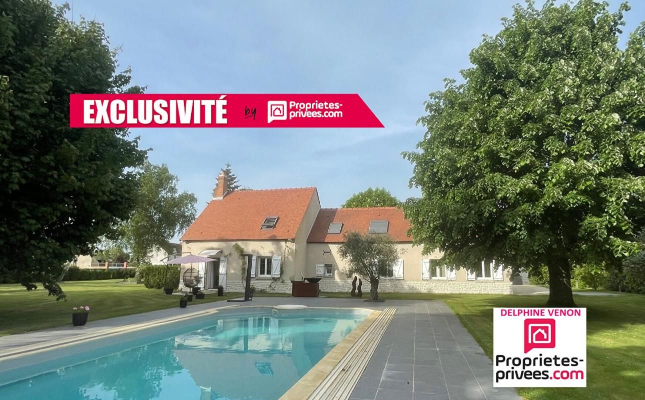 Exclusivité- Longère avec beaucoup de cachet avec piscine et parc arboré de 5585 m² proche Loire à Germigny Des Prés