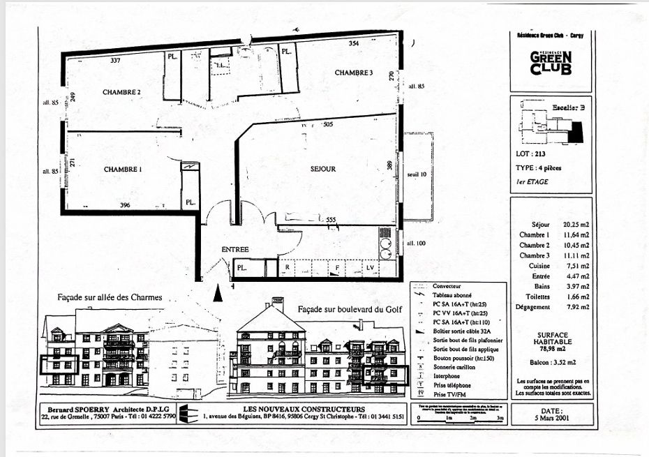 Appartement Cergy 4 pièces 78.98 m2 avec parking  intérieur
