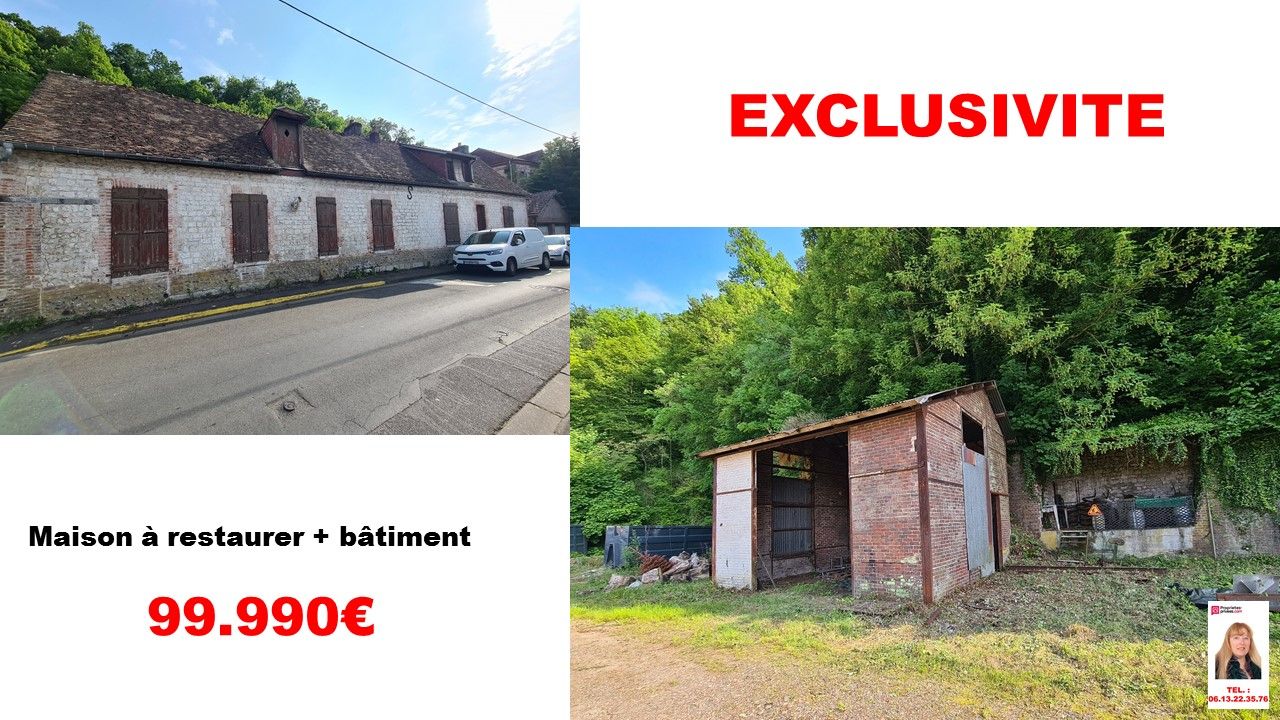 Exclusivité - Les Andelys centre - Maison en pierre d'environ 140 m2 + une grange à rénover sur 1.297 m2 de terrain plat - Prix : 99.990