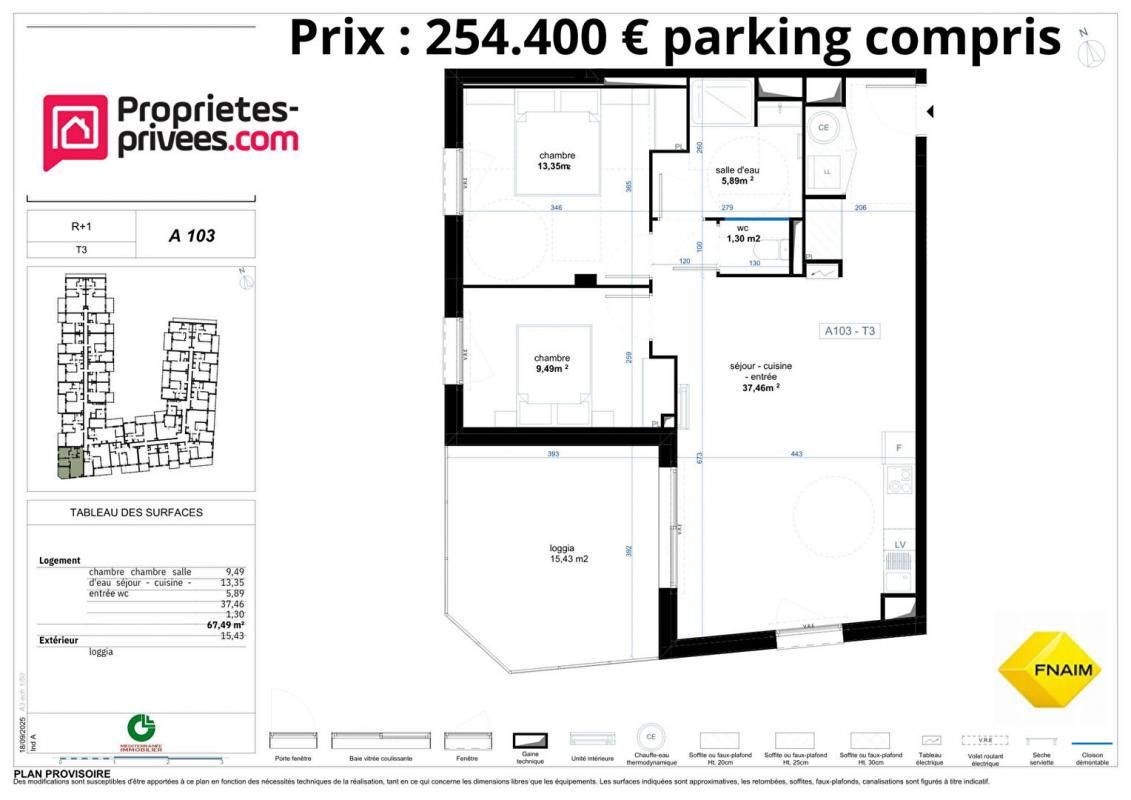 Appartement 3 pièce(s) de 67,49 m2 à NARBONNE