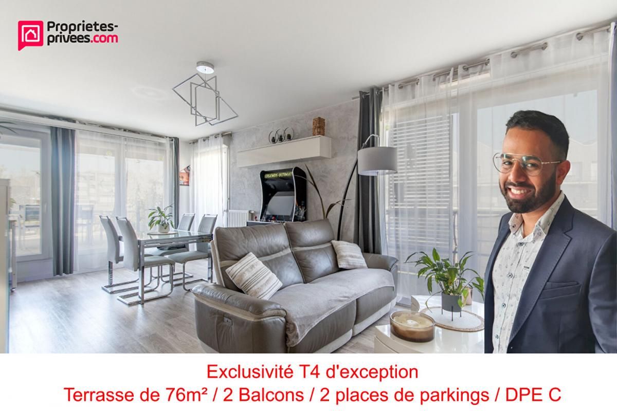 Appartement F4 84m² avec terrasse de 76m² et 2 balcons