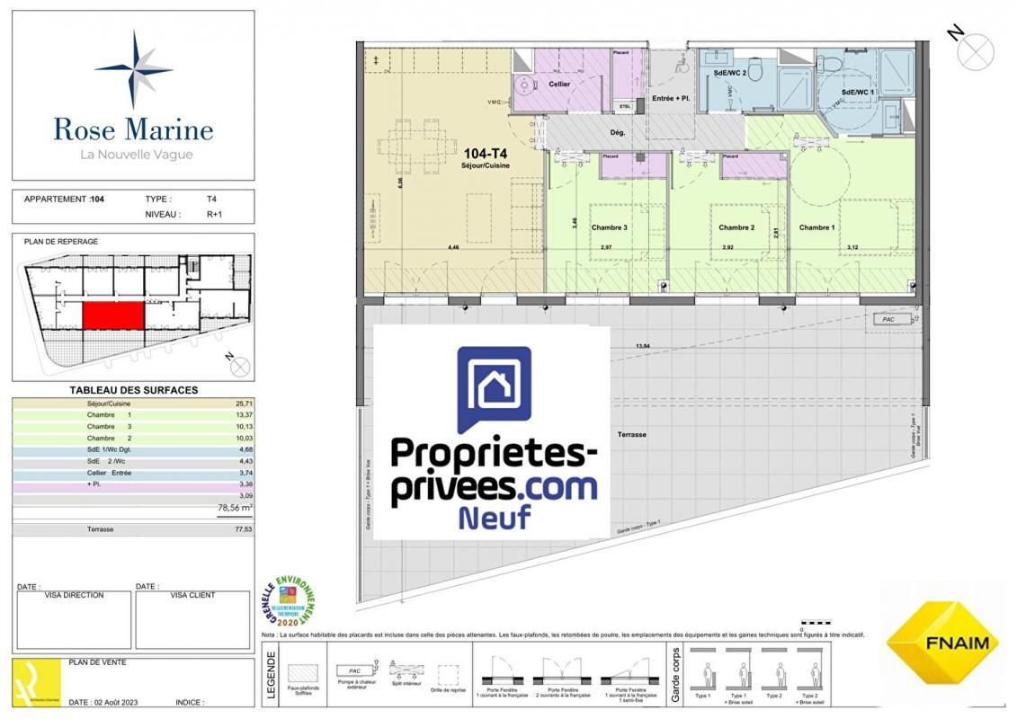 Port La Nouvelle 4 pièce(s) 78.56 m2 avec terrasse de 77,53 m2