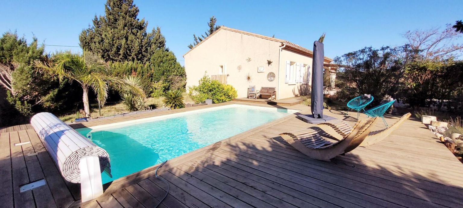 Villa T4 Plain pied piscine et double garage Salleles d'Aude