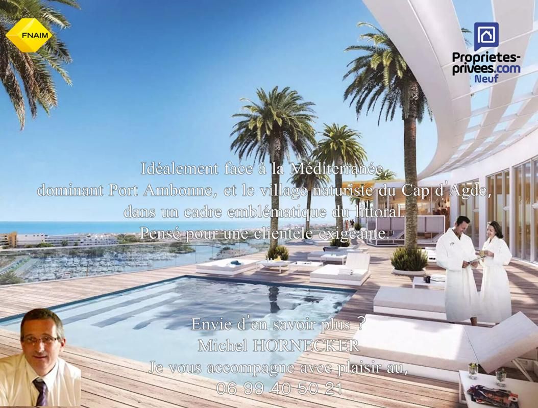 Le haut de gamme s'invite dans ce T1 de près de 33 m² exposé Ouest au sein du village naturiste du Cap d'Agde