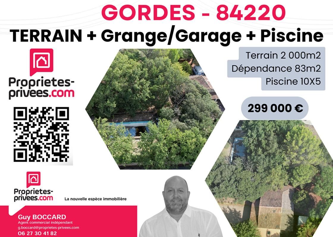 À vendre -Terrain constructible 2 000m2 avec grange et piscine à réhabiliter -Gordes, Les Imberts
