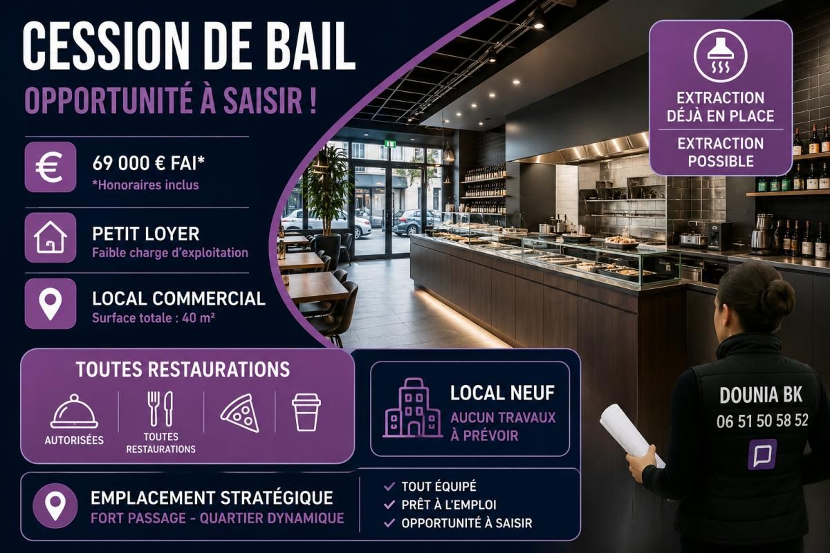 LAMORLAYE - DROIT AU BAIL 69 000 | Local neuf 40 m² | Centre-ville