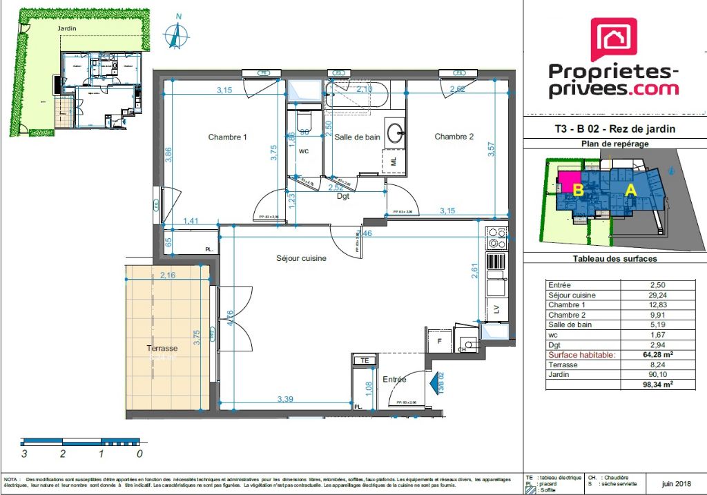 NEUVILLE-SUR-SAONE Appartement  de 64m2 avec jardin dans petite copropriété à Neuville sur Saône au nord de Lyon 3