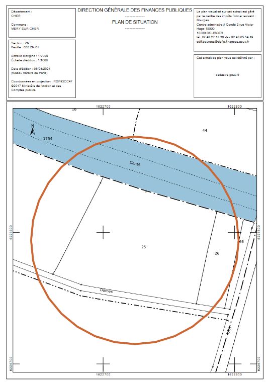 MERY-SUR-CHER Terrain de loisirs Mery Sur Cher 7840 m2 2