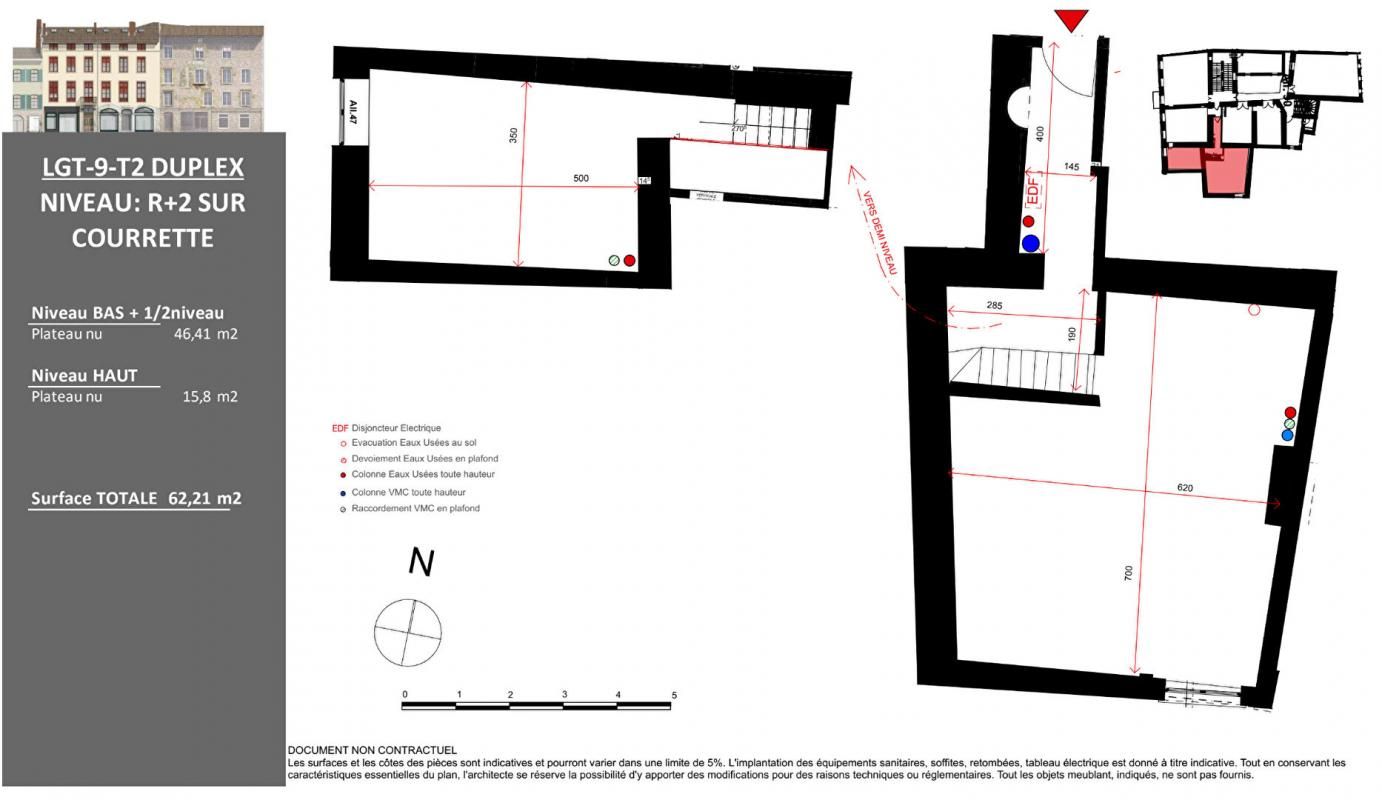 VIENNE Appartement à aménager Vienne 2 pièce(s) duplex 62 m2 2