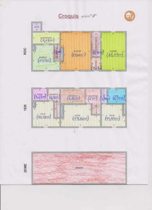 Maison de village 108 m2, 3 chambres, terrain 1.356 m² dépendances