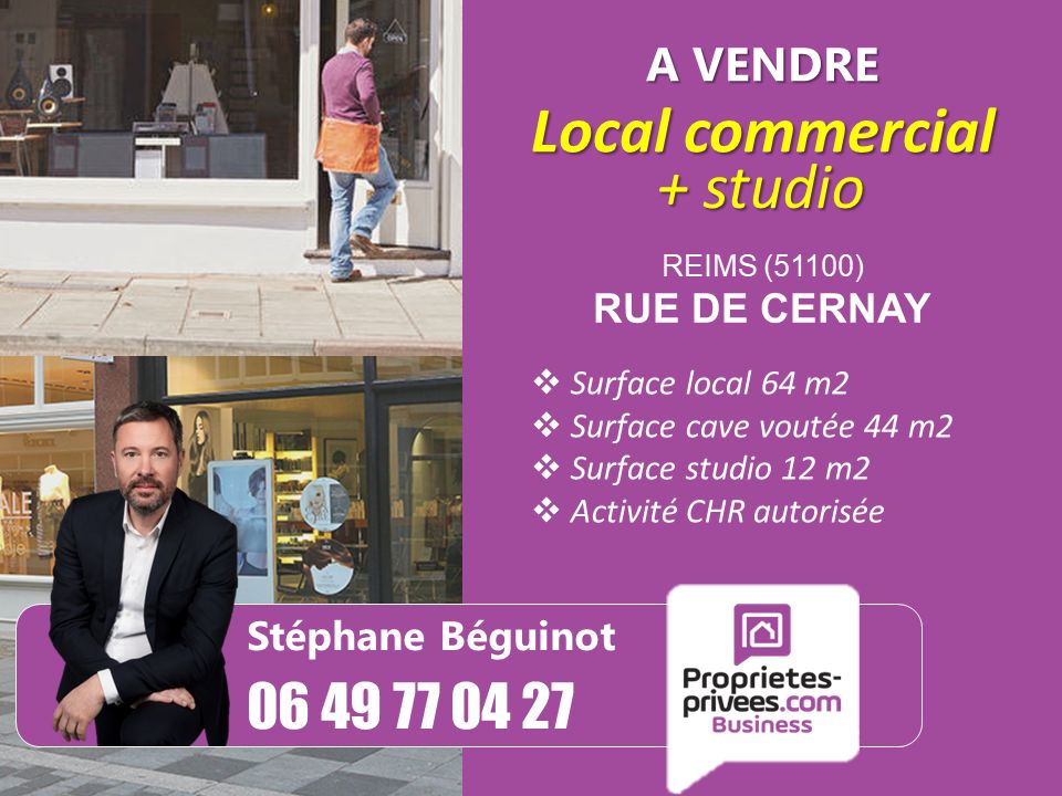REIMS Cernay - Local commercial 64 m² avec studio 12 m²