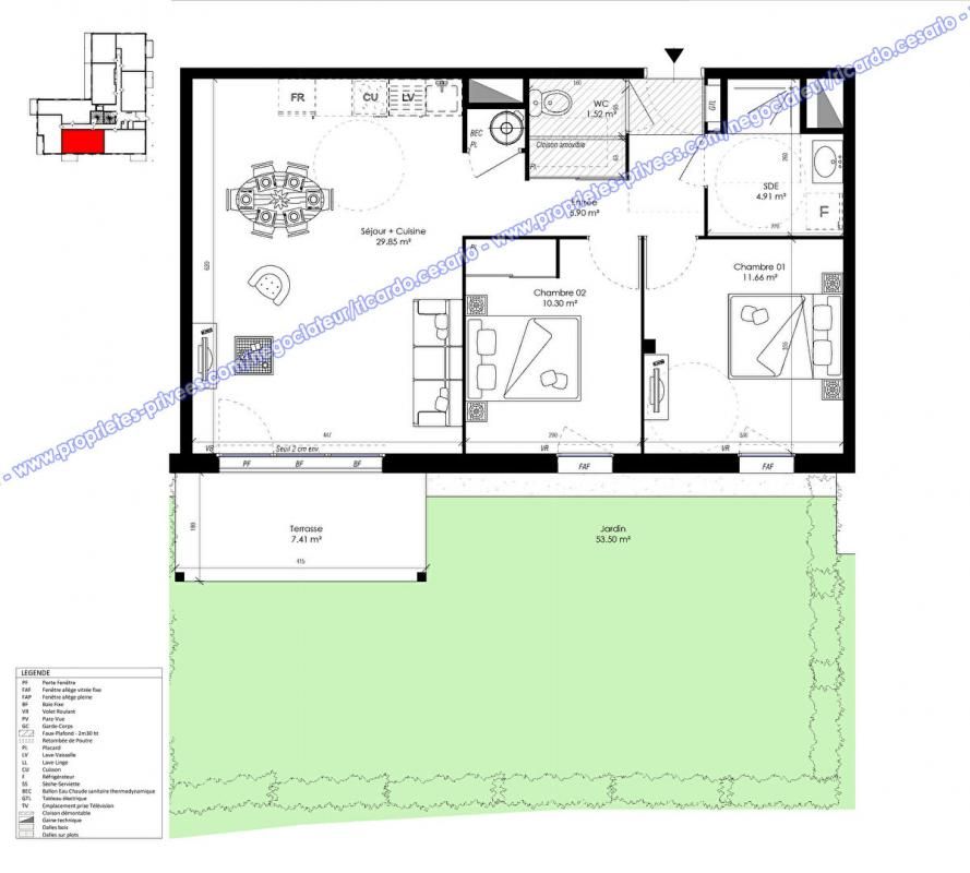 GUIDEL Appartement Guidel 3 pièce(s) 64.15 m2 avec jardin 53.50m2 2