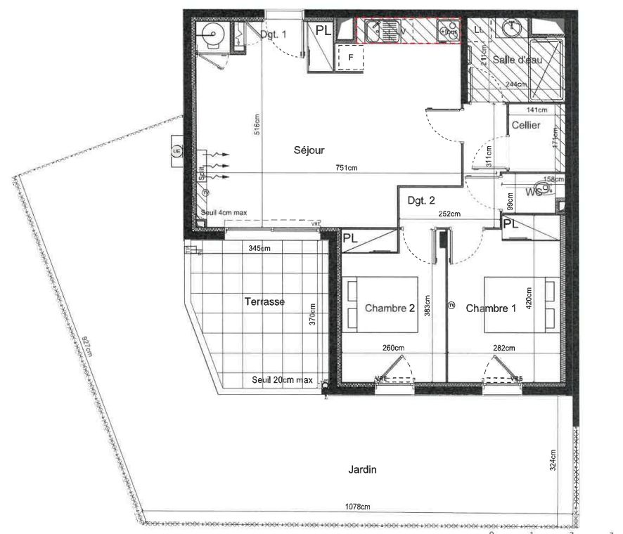 Appartement avec terrasse et jardin de 54,50 m², exposition Sud