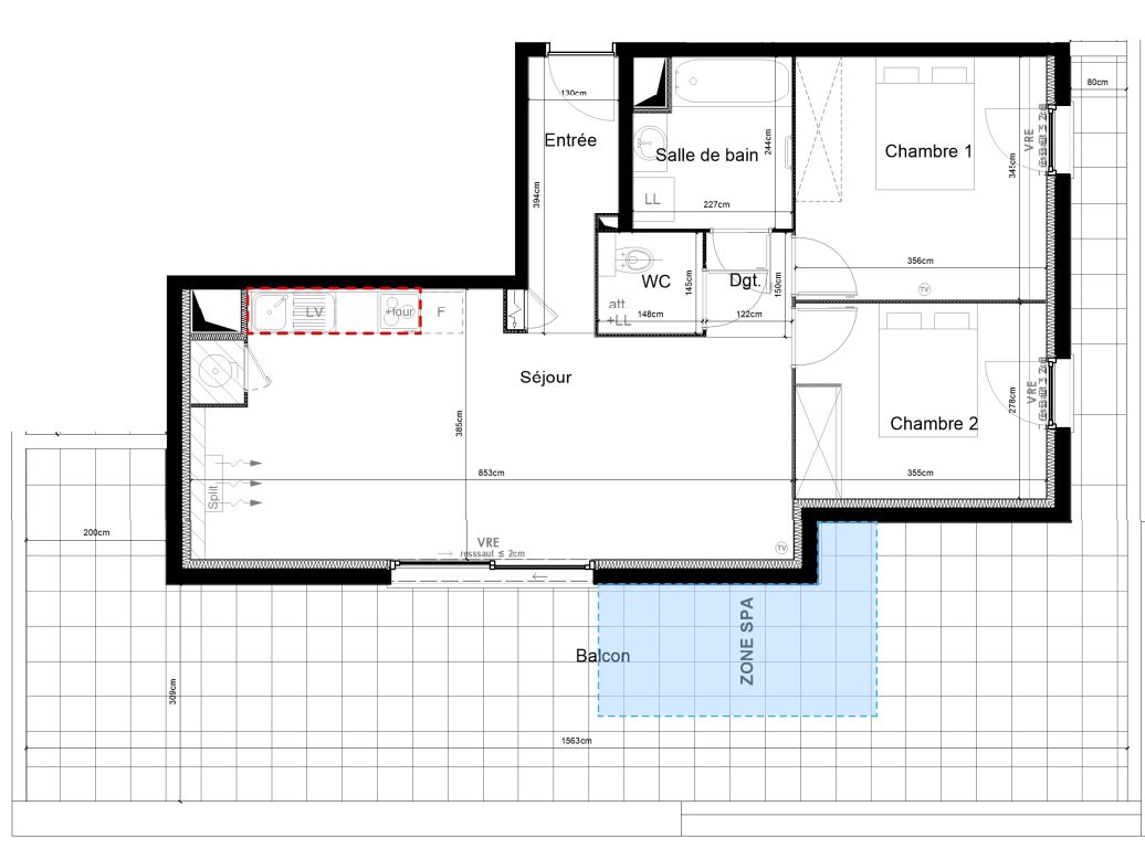 SAUVIAN Appartement  T3, Terrasse 61 m²  exposition Sud, et 2 places de parking 3