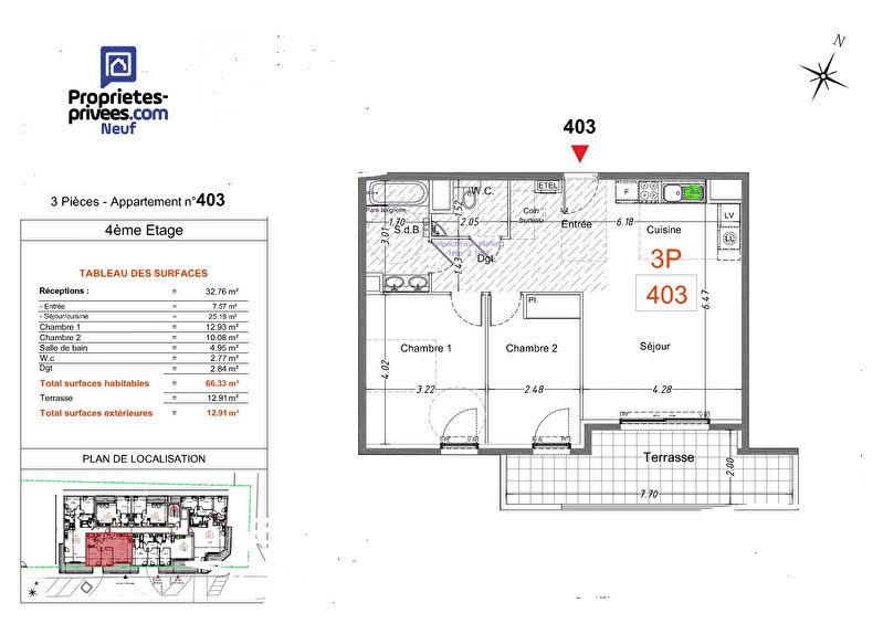 CAGNES-SUR-MER 3  Pièces  - 66.33m²  CROS DE CAGNES 2