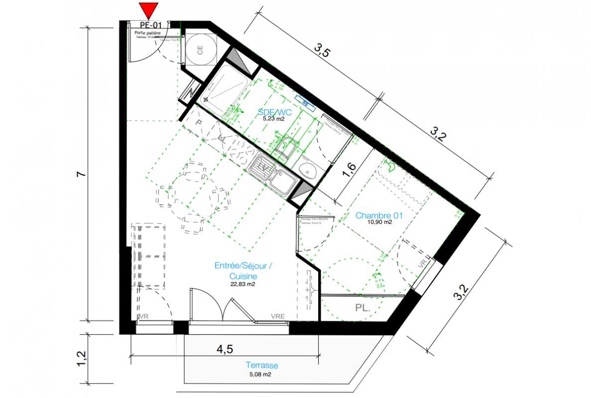 BALARUC-LES-BAINS Appartement T2 avec terrasse, et parking 3