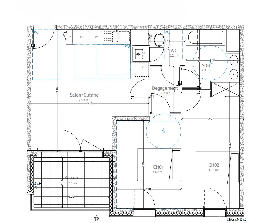 LATTES Appartement  T3 avec balcon et parking 3