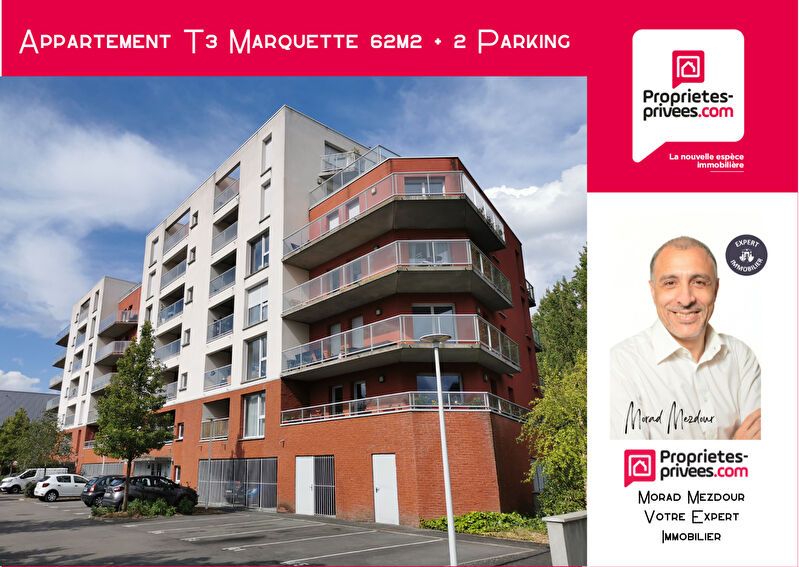 MARQUETTE-LEZ-LILLE Appartement Marquette Lez Lille 3 pièce(s) 62 m2 balcon 2 Parkings 2