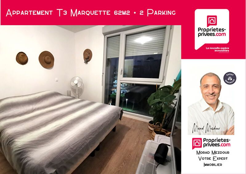 MARQUETTE-LEZ-LILLE Appartement Marquette Lez Lille 3 pièce(s) 62 m2 balcon 2 Parkings 4