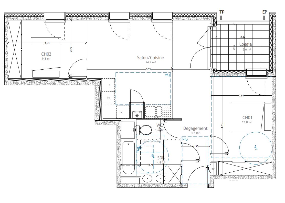 LATTES Appartement  T3 avec balcon et parking double 3