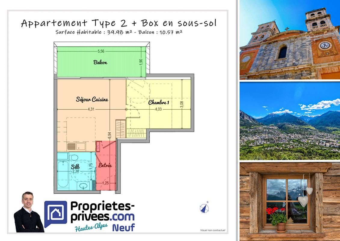 BRIANCON Briançon - Centre ville -  Appartement Type 2 de 39.98 m² + balcon avec box et casier à ski 1