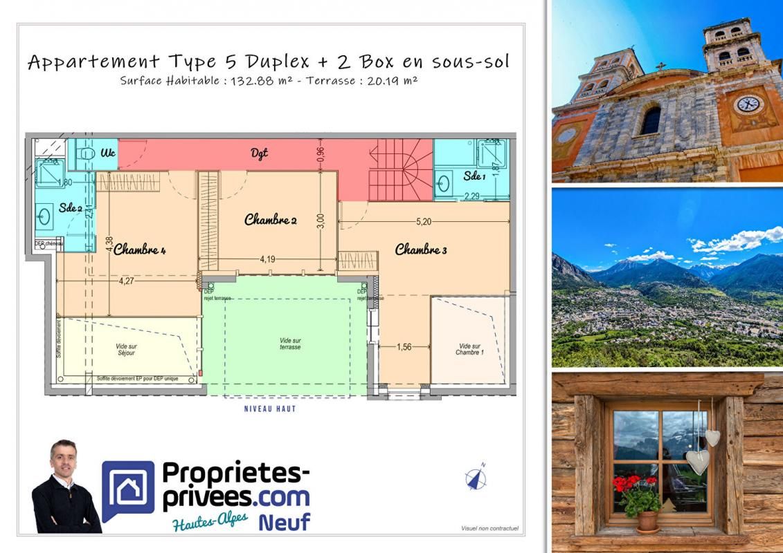 BRIANCON Briançon - Centre ville -  Appartement Type 5 Duplex de 132.88 m² + Terrasse avec 2 box et casier à ski 2