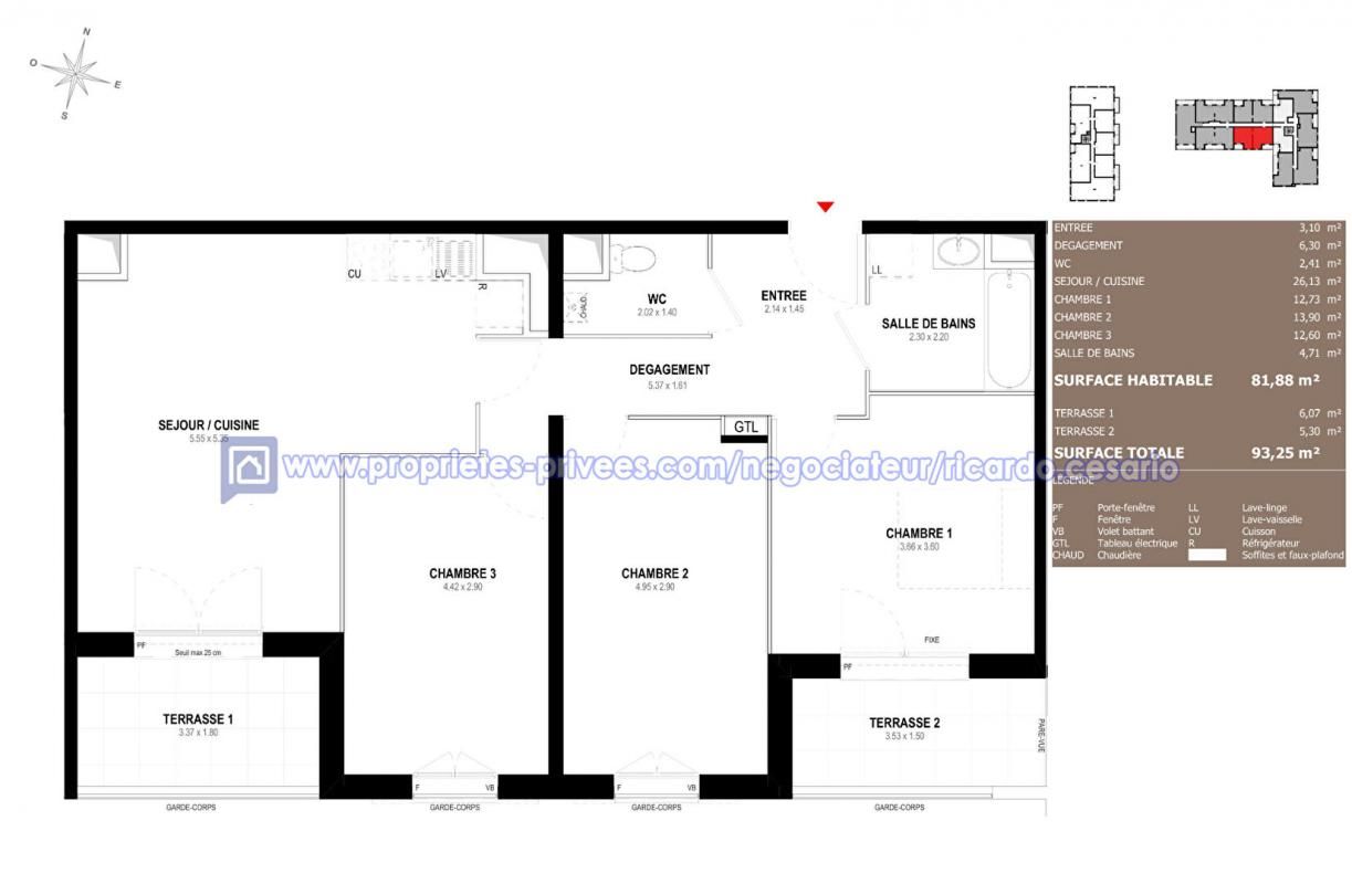 AURAY Appartement Auray 4 pièce(s) 81.88 m2 3