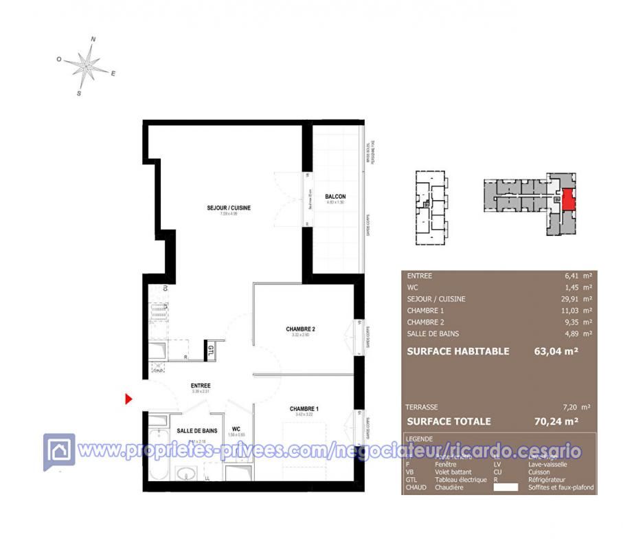 AURAY Appartement Auray 3 pièce(s) 63.04 m2 2