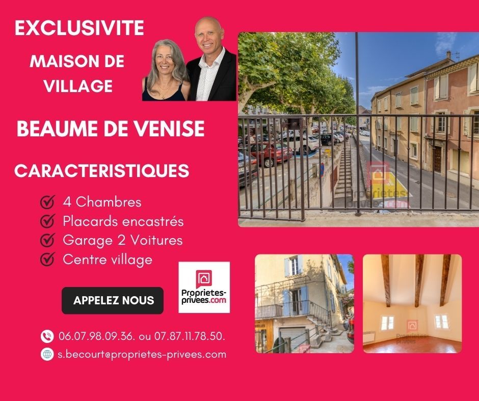 Beaumes De Venise (84190)  Maison de village 6 pièce(s) 115 m2 avec garage de 75m2