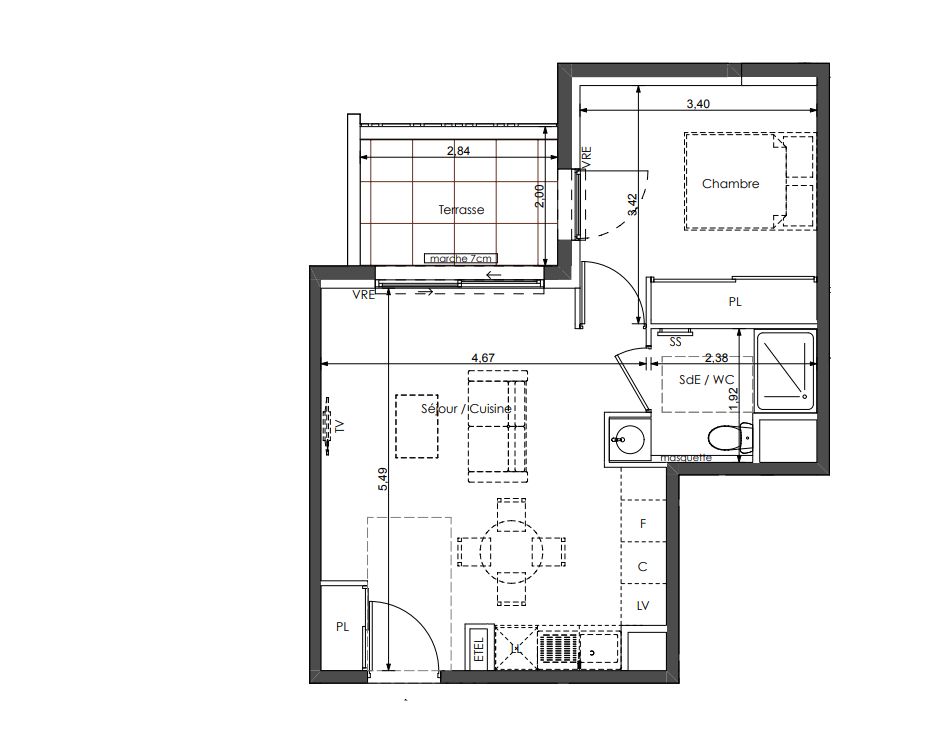 SETE Sète Corniche, T2 40 m² avec terrasse, proche plage 2