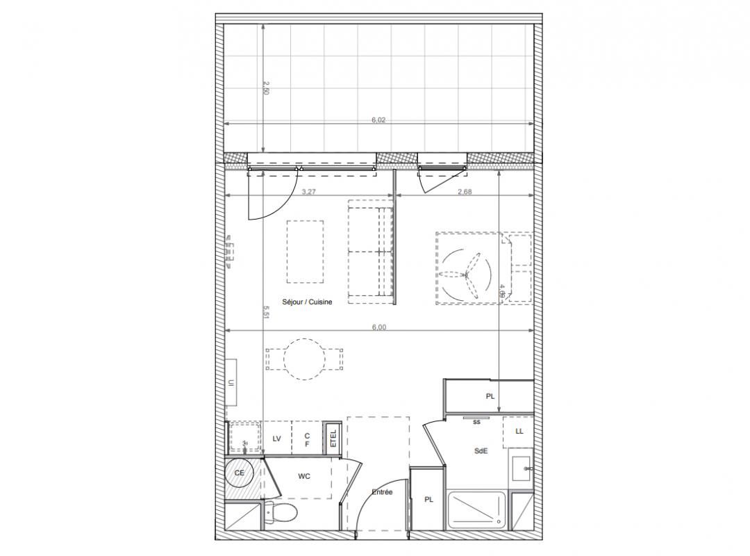 BEZIERS Au coeur du quartier de la Courondelle, T1 Bis  de 40 m², avec terrasse 3