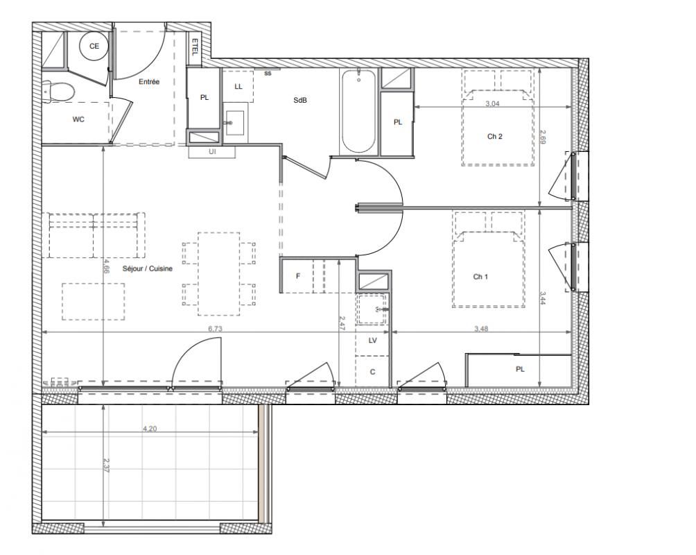 BEZIERS Au coeur du quartier de la Courondelle, T3 de 63 m², avec terrasse exposition Sud 3