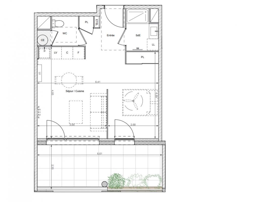 BEZIERS Au coeur du quartier de la Courondelle, T1 Bis  de 41 m², avec terrasse exposition Sud 3