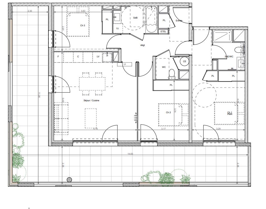 BEZIERS Un habitat tourné vers la nature, T4  de 88 m², avec terrasse exposée Ouest 3