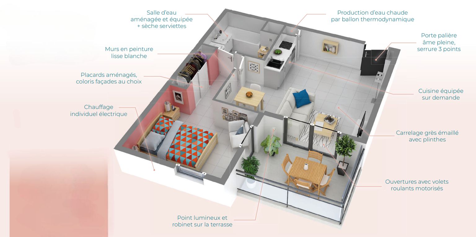 BEZIERS Quand le végétal s'invite en ville, T4  de 88 m², avec terrasse exposée Ouest 4