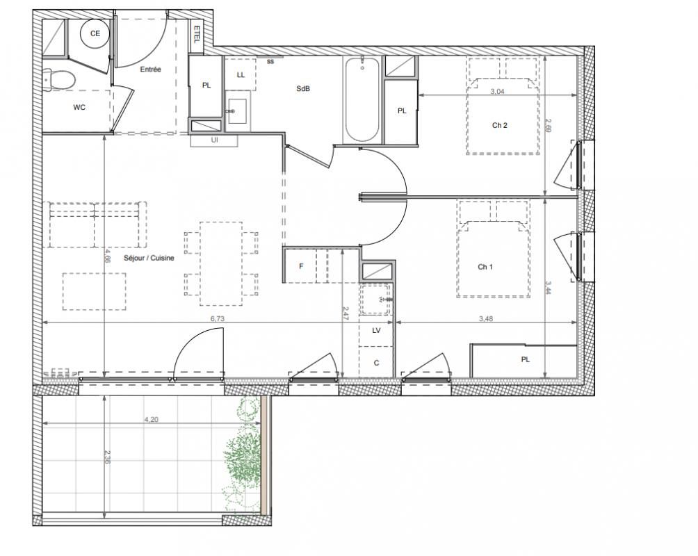 BEZIERS Un habitat tourné vers la nature, T3 de 63 m², avec terrasse exposée Sud 3