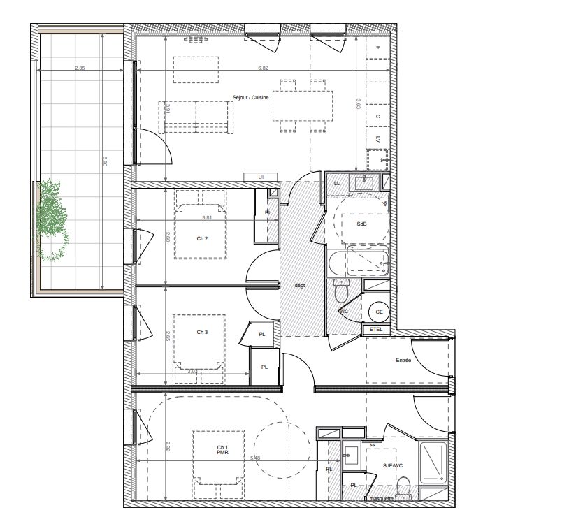 BEZIERS Un habitat tourné vers la nature, T4  de 87 m², avec terrasse exposée Sud 3