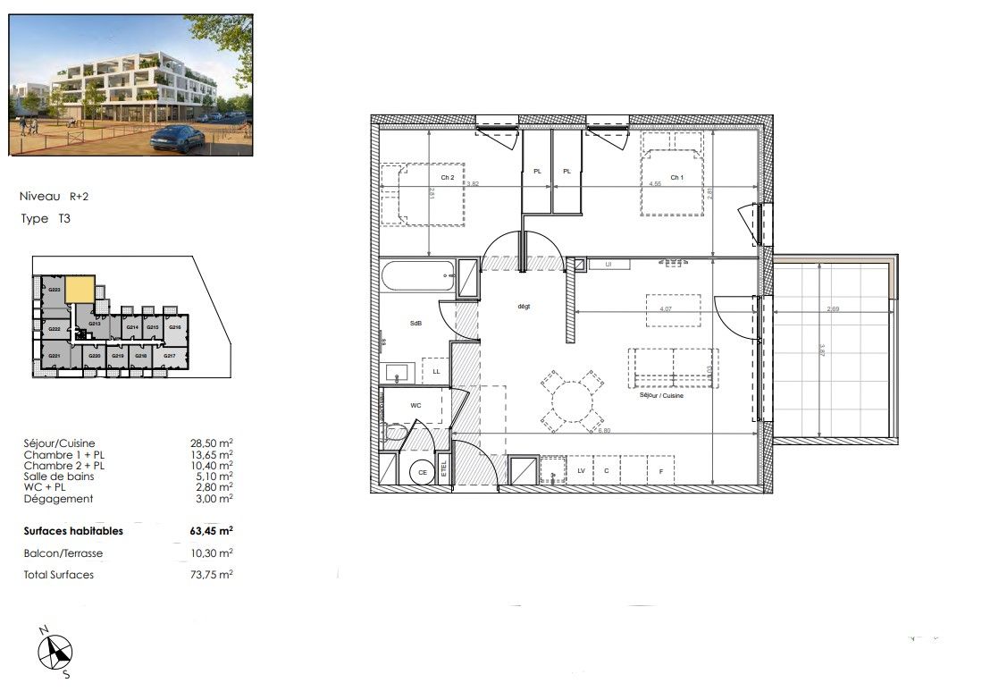 BEZIERS Un habitat tourné vers la nature, T3 de 63 m², avec terrasse 2