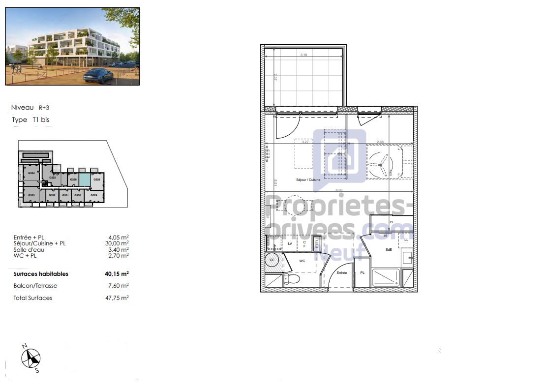 BEZIERS Un habitat tourné vers la nature, T1 Bis  de 40 m², avec terrasse 2