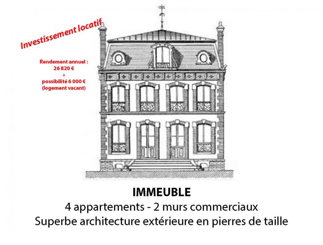 Immeuble 4 appartements loués et 2 murs commerciaux