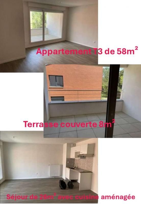 TOULOUSE -> TOULOUSE SESQUIERES (31200) Apt T3 58 m2 - TERRASSE 8m² - 2 parking SOUS-SOL - DISPONIBLE - 166 600 euros TTC 3