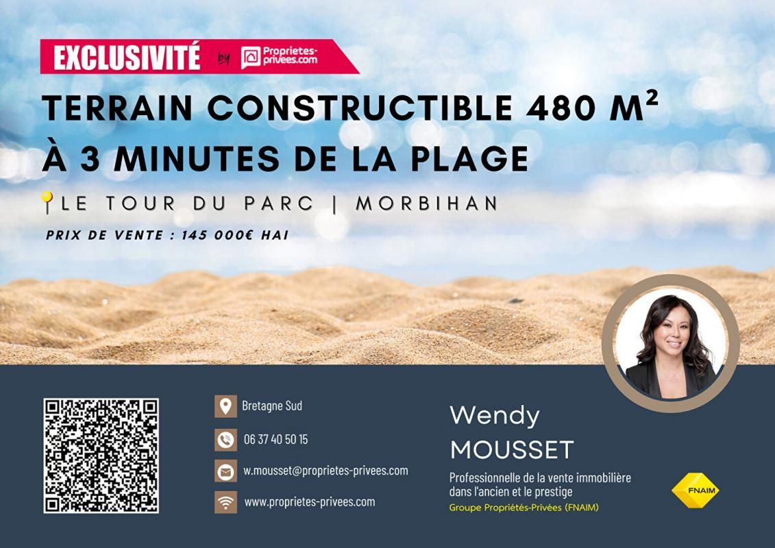 Terrain constructible à 3 minutes de la plage et à 300m du bourg