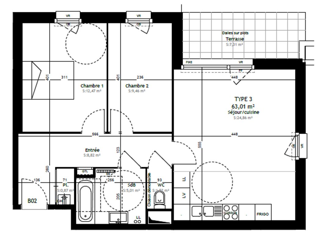 VILLENEUVE-D'ASCQ Appartement 2 chambres 63 m2 à Villeneuve-d'Ascq 4