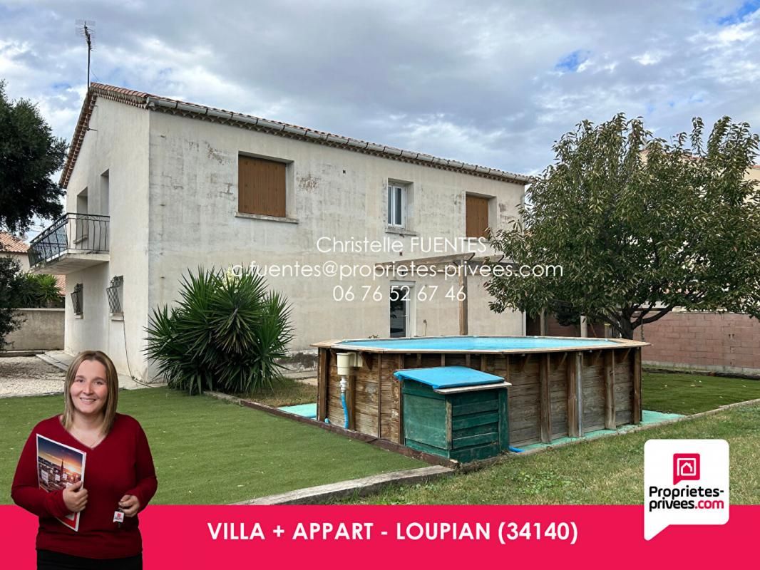 HERAULT - LOUPIAN (34140) - VILLA + APPARTEMENT + GARAGE