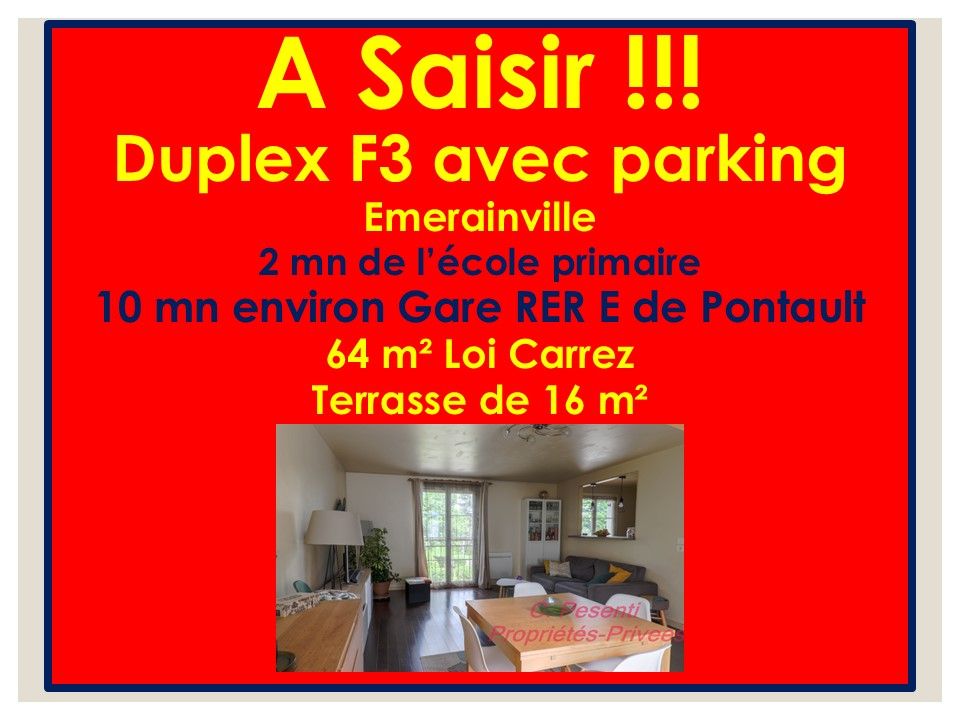 Appartement Duplex Emerainville 3 pièce(s) 64 m2 avec terrasse