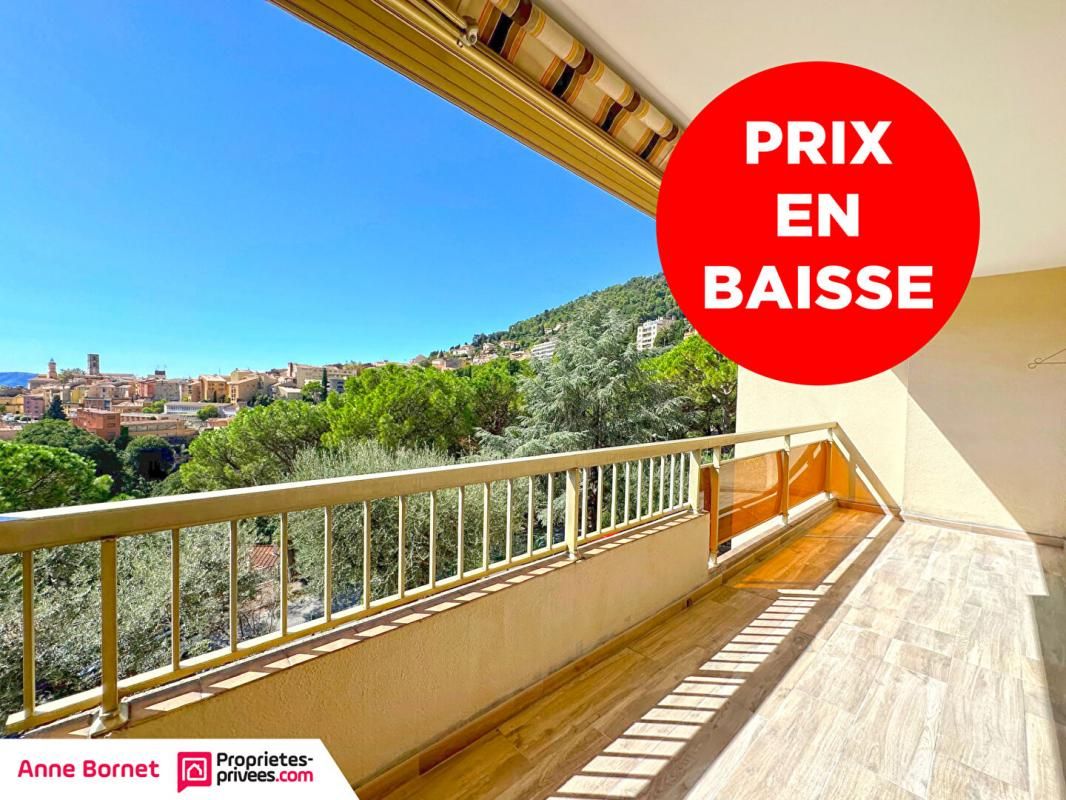 GRASSE Appartement rénové 2 pièces avec 2 terrasses vue mer